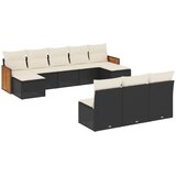  10-dijelni set vrtnih sofa s jastucima crni od poliratana | shoptok.hr