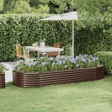 vidaXL Visoka greda iz prašno premazanega jekla 249x100x36 cm rjava | Shoptok.si