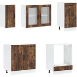 8-dijelni set kuhinjskih ormarića "Lucca" dimljeni hrast, inženjersko drvo | shoptok.hr