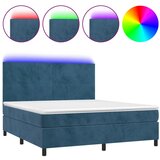 The Living Store Box spring postelja z vzmetnico LED temno modra 180x200cm žamet - Box Spring Postelja, (21493365) | Shoptok.si