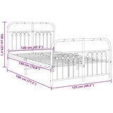  Metalni okvir kreveta uzglavlje i podnožje crni 120x190 cm | shoptok.hr