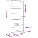 vidaXL Regal za knjige bijeli 80 x 24 x 176 cm konstruirano drvo | shoptok.hr