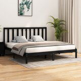 Maison Chic Posteljni okvir - Dvoposteljna postelja - Zakonska postelja črn iz trdne borovine 200x200 cm-J4894, (21769288) | Shoptok.si