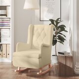  Fotelja s nogama za ljuljanje od kaučukovca krem od tkanine | shoptok.hr