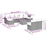  10-dijelni set vrtnih sofa od poliratana s jastucima sivi | shoptok.hr
