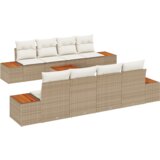 vidaXL 9-delni vrtni sofa set s blazinami Bež Poli ratan Akacija | Shoptok.si