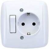 DEPA Stenska vgradna šuko vtičnica + stikalo bela | Shoptok.si