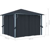  Sjenica sa zastorom 300 x 300 cm antracit aluminijum | shoptok.hr