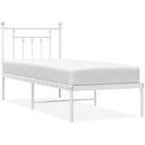 Metalni okvir krevet bez madraca s uzglavljem bijeli 75x190 cm | shoptok.hr