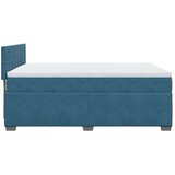 vidaXL Box spring postelja z vzmetnico modra 140x190 cm žamet | Shoptok.si