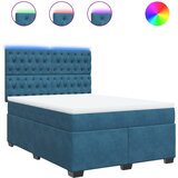 vidaXL Box spring postelja z vzmetnico modra 140x200 cm žamet, (21310015) Cene