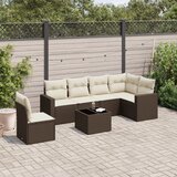  7-dijelni set vrtnih sofa od poliratana s jastucima smeđi | shoptok.hr