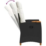  Fotelja za ležanje s pločom za čaj 62 x 64 x 112 cm poliratan - Crna i krem bijela | shoptok.hr