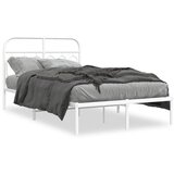 vidaXL Kovinski posteljni okvir z vzglavjem bel 120x190 cm | Shoptok.si