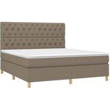  box spring s madracem LED smeđesivi 160x200 cm tkanina | shoptok.hr