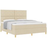  Krevet s opruga kutije s uzglavljem Krema 180 x 200 cm tkanina | shoptok.hr