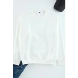 Trendyol Ecru Oversize/Wide Cut Cotton Basic Thick Sweatshirt with Fleece Inside