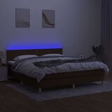  Box spring postelja z vzmetnico LED temno rjava 180x200cm blago, (20900547) | Shoptok.si
