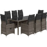 vidaXL vrtna bistro garnitura 9-delna z blazinami siv poli ratan | Shoptok.si
