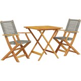  3-dijelni bistro set od poliratana i masivnog drva sivi | Eponuda.com