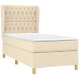  Krevet s oprugama i madracem krem 100 x 200 cm od tkanine | shoptok.hr