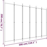 Sobna Paravan 6-delni bel 300x200 cm blago, (20595014) | Shoptok.si