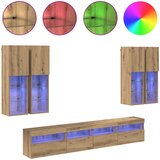  Set Zidnog TV Ormara s LED Osvjetljenjem 7 pcs hrast artisan | shoptok.hr