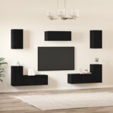  Komplet TV omaric 7 pcs Črna Orehovina Konstruiran les - - črna - 75.76 - 80 x 30 x 30 cm - 2025--Uvoz_2 | Shoptok.si