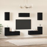  Set TV komoda s policom Ostalo s pohranom s vratima 7 pcs Crni hrast Konstruirano drvo | shoptok.hr