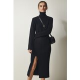  Women's Black Turtleneck Slit Knitwear Dress | Shoptok.si
