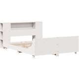  Posteljni okvir brez vzmetnice bel 120x200 cm trdna borovina | Shoptok.si