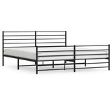  kovinski posteljni okvir z vzglavjem in vznožjem črn 193x203 cm, (20642177) | Shoptok.si