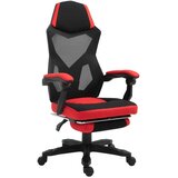  Ergonomska uredska i igraća stolica s osloncem za noge crno-crvena Cijene