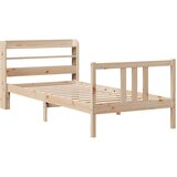 vidaXL Posteljni okvir z vzglavjem bel 75x190 cm trdna borovina, (21303960) | Shoptok.si