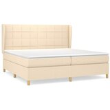  Krevet s oprugama i madracem krem 200 x 200 cm od tkanine | shoptok.hr