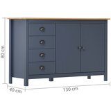  Komoda Hill siva 130 x 40 x 80 cm od masivne borovine | shoptok.hr
