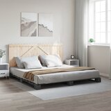  Okvir za krevet s uzglavljem sivi 200 x 200 cm masivna borovina | Eponuda.com