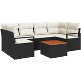 vidaXL 7-dijelni set vrtnih sofa s jastučićima crni poli ratan akacija, dvosedna vrtna sofa s pohranom i jastučićima crni poli ratan Cijene