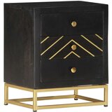 vidaXL Nočna omarica črna in zlata 40x30x50 cm trden mangov les | Shoptok.si