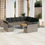 vidaXL 13-dijelni set vrtnih sofa od poliratana s jastucima sivi Cijene