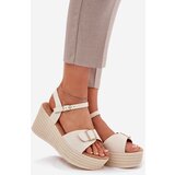 Boto Wedge Sandals For Women With Buckle Beige Liniella | Shoptok.si
