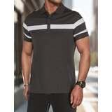DStreet Koszulka męska polo z paskami ciemnoszara | Shoptok.si