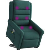 vidaXL Masažni naslanjač s funkcijo vstajanja temno zeleno blago | Shoptok.si