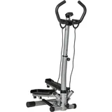 Stepper z nastavljivim krmilom, nedrsečimi ročaji in elastikami, Step Fitness z LCD monitorjem za dom in telovadnico, črno-srebrn, (20710867)