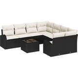  Set vrtnih sofa od 9 komada s jastučićima Crni poli ratan | shoptok.hr
