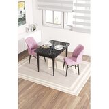 Hanah home trpezarijski set Arp, sto i 2 stolice, ploča u dekoru crnog mermera, roze tkanina Babyface | Eponuda.com