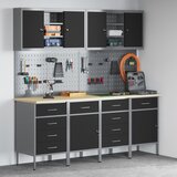 vidaXL Set od 8 Crna, Siva Čelik, 25mm konstruirano drvo Standard | shoptok.hr