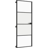 Sobna vrata tanka crna 76 x 201,5 cm kaljeno staklo i aluminij | shoptok.hr