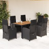  7-dijelni vrtni blagovaonski set s jastucima crni od poliratana | shoptok.hr