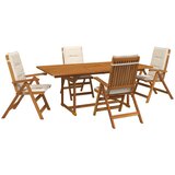  Vanjski set za blagovanje s suncobranom 6 kom. Krem bijela | shoptok.hr